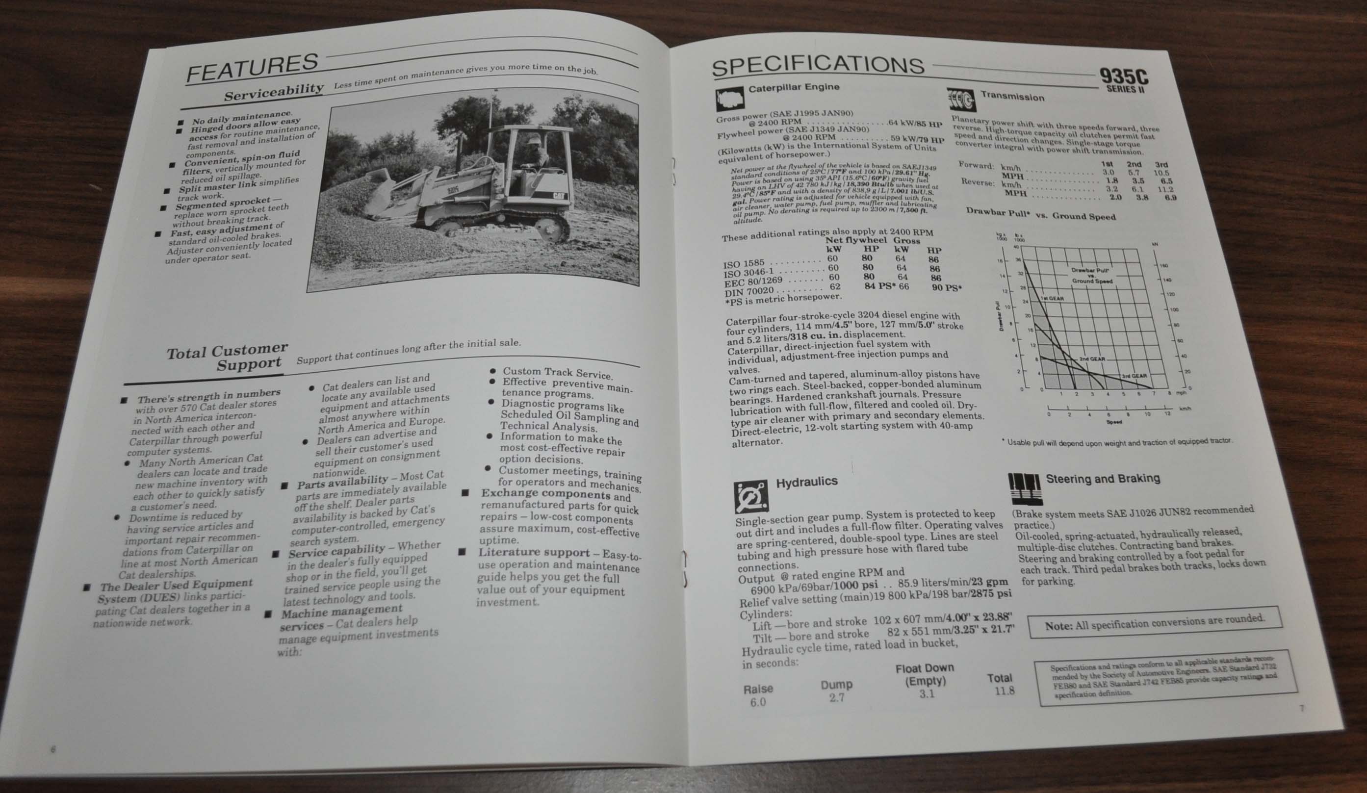 Caterpillar 935C Series II Track Type Loader Specification Brochure