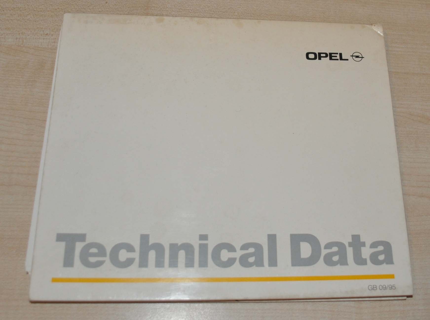 Opel Technical Data 09/95 Astra Tigra Vectra Corsa Omega Calibra Brochure ENG