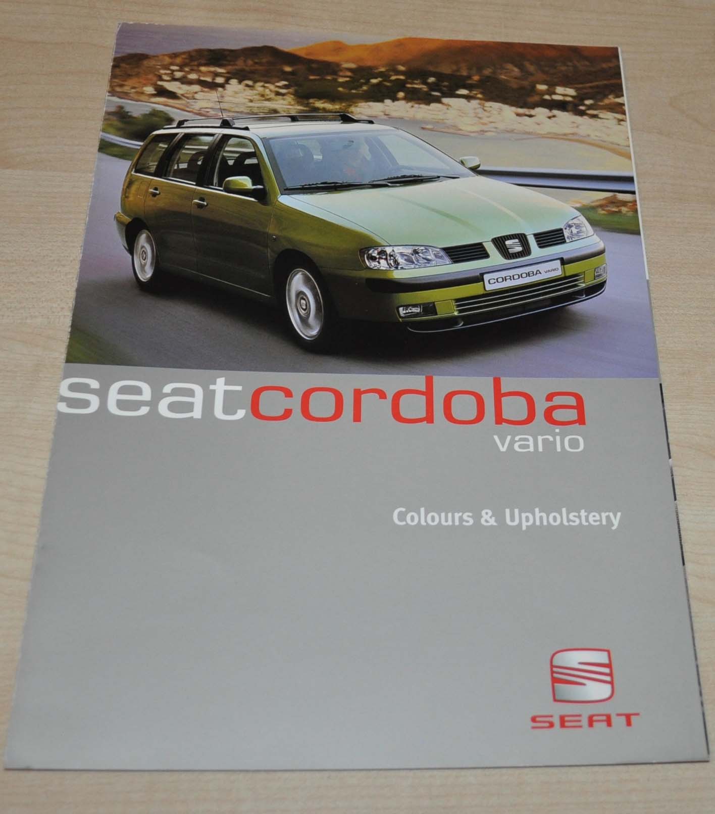 1999 SEAT Cordoba Vario Colours & Upholstery Brochure Prospekt Prospectus EN
