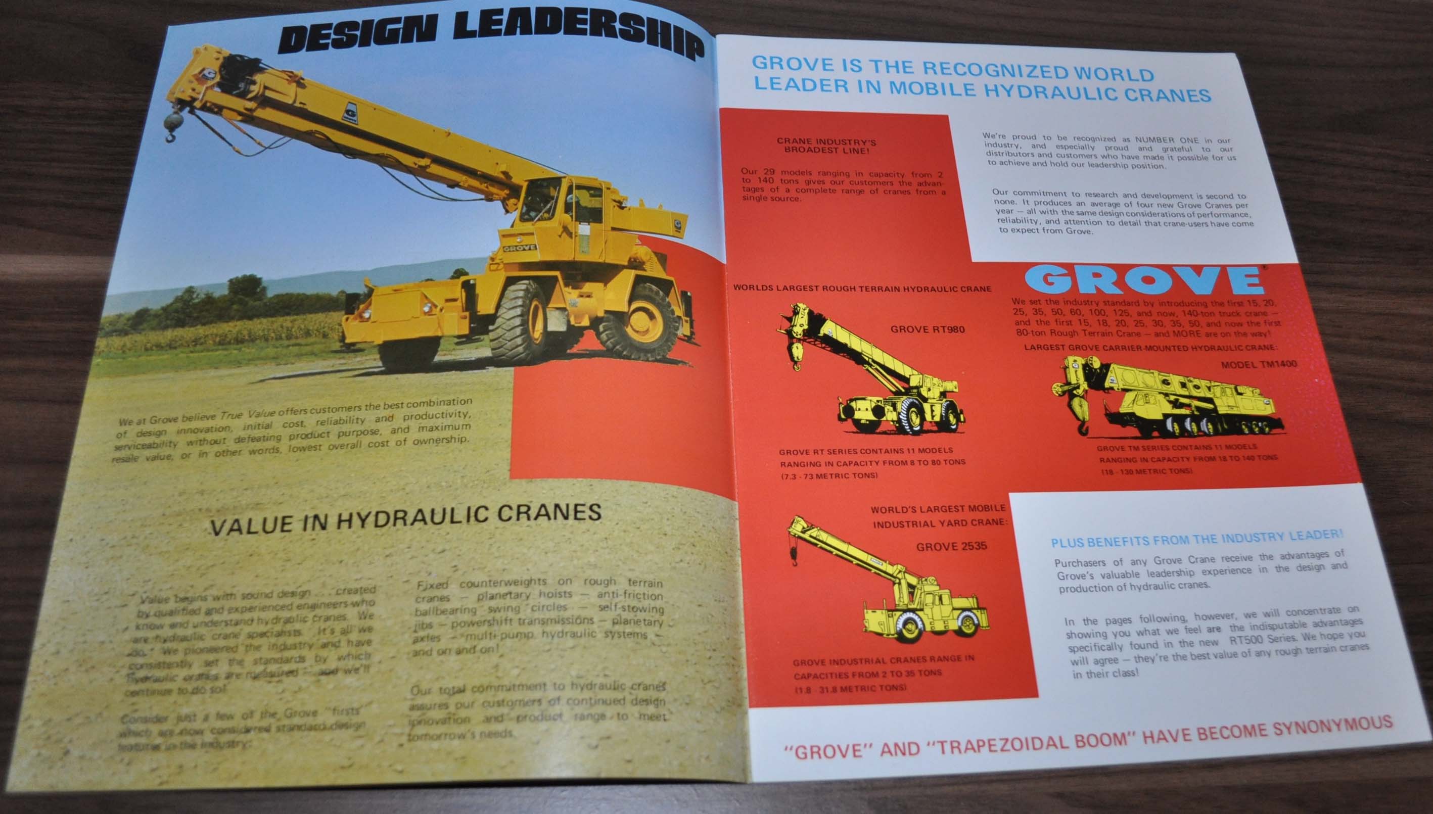 Grove RT500 Series Hydraulic Cranes Specification Brochure Prospekt AUTO BROCHURE