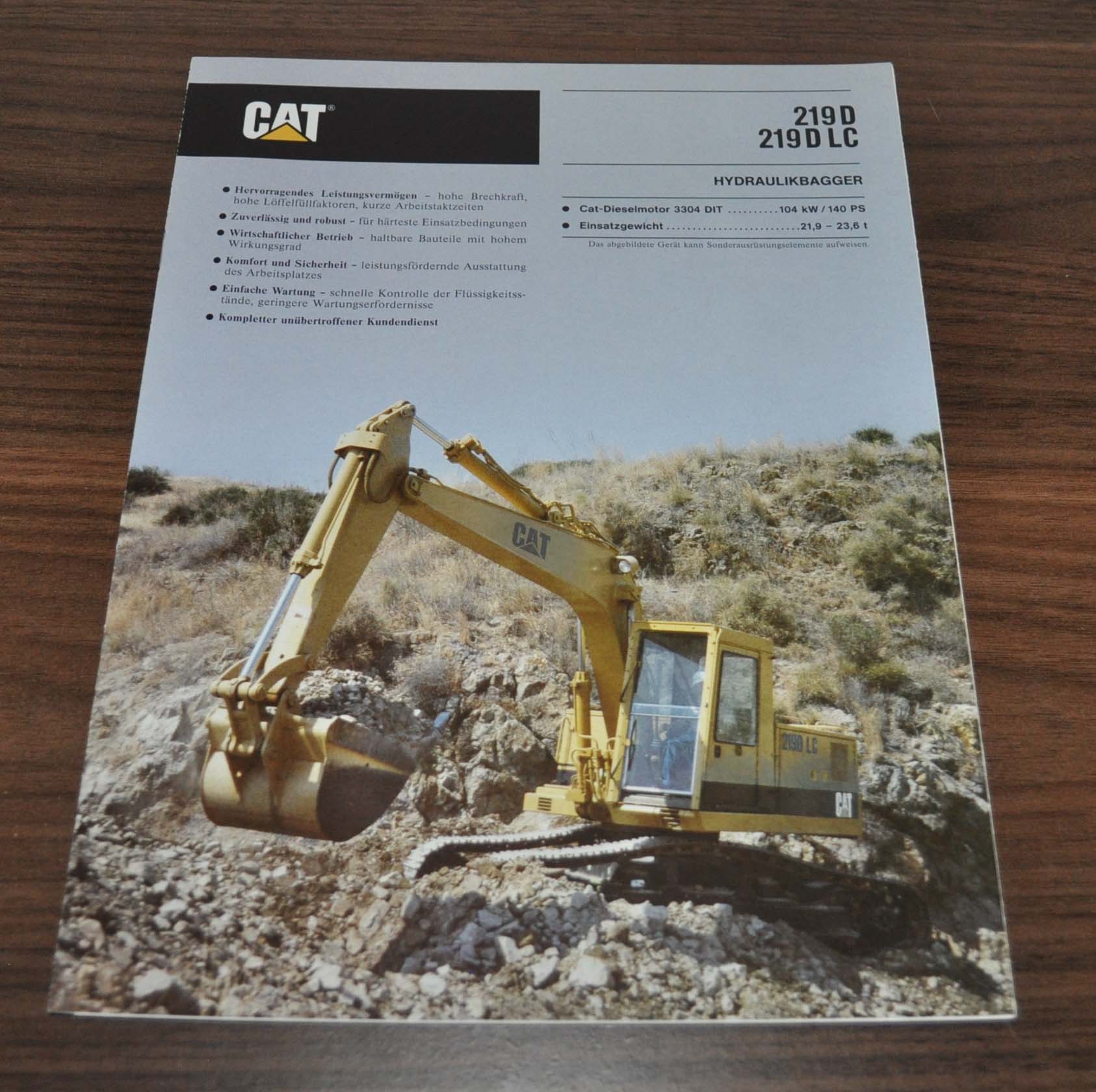 Caterpillar 219D LC Bagger Excavator Cat Specification Brochure Prospekt DE AUTO BROCHURE