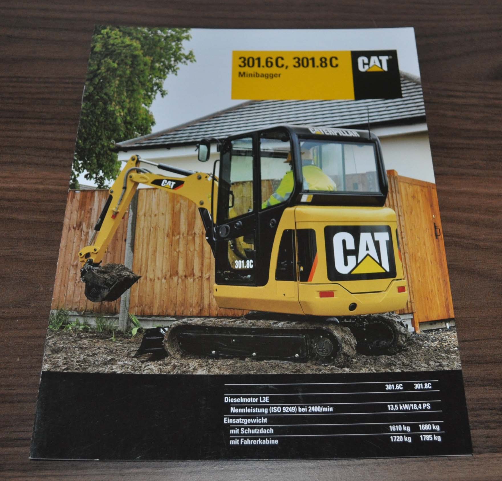 Caterpillar 301.6 301.8C Minibagger Excavator Specification Brochure Prospekt