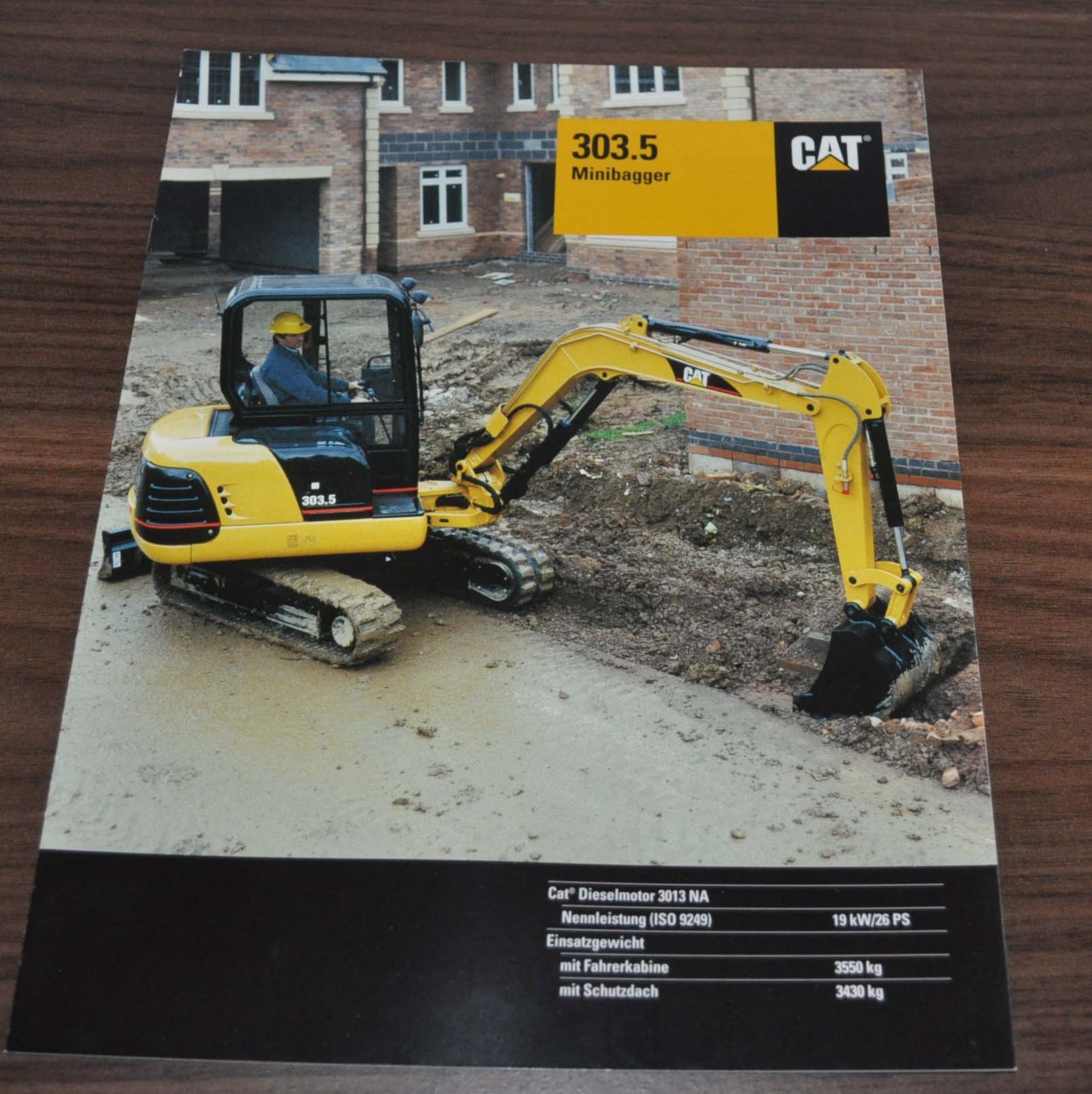 Caterpillar 303.5 Minibagger Excavator Cat Specification Brochure Prospekt DE
