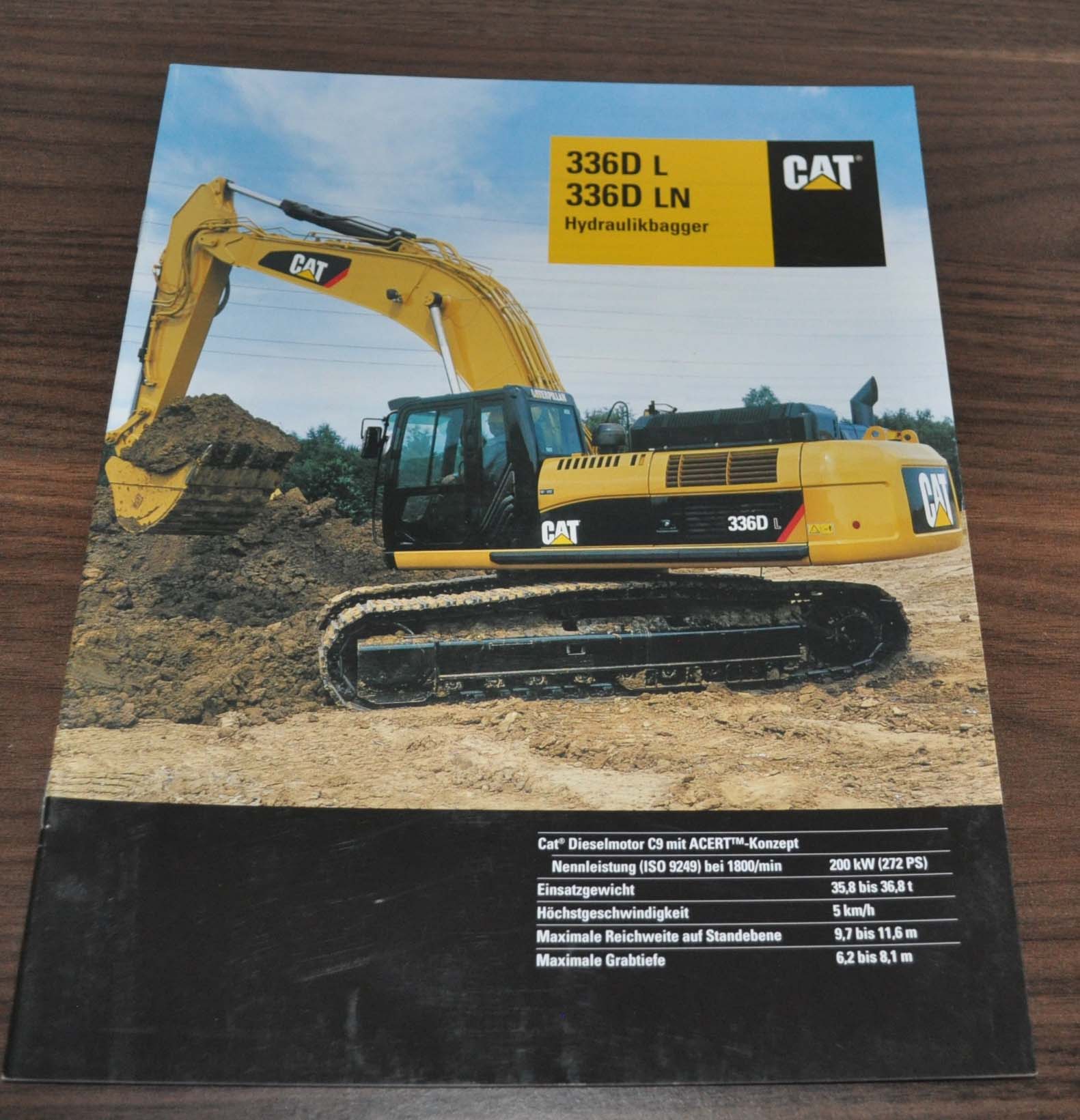 Caterpillar 336D L LN Bagger Excavator Cat Specification Brochure Prospekt DE