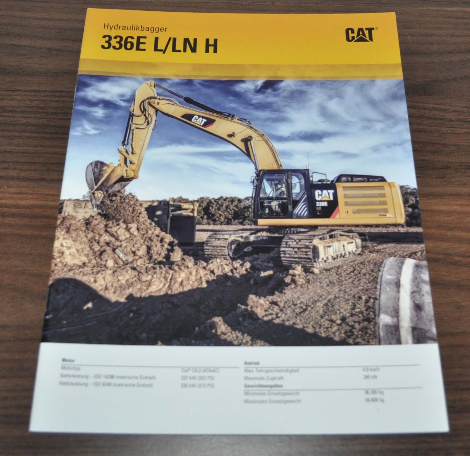 Caterpillar 336E L LN H Bagger Excavator Cat Specification Brochure Prospekt DE