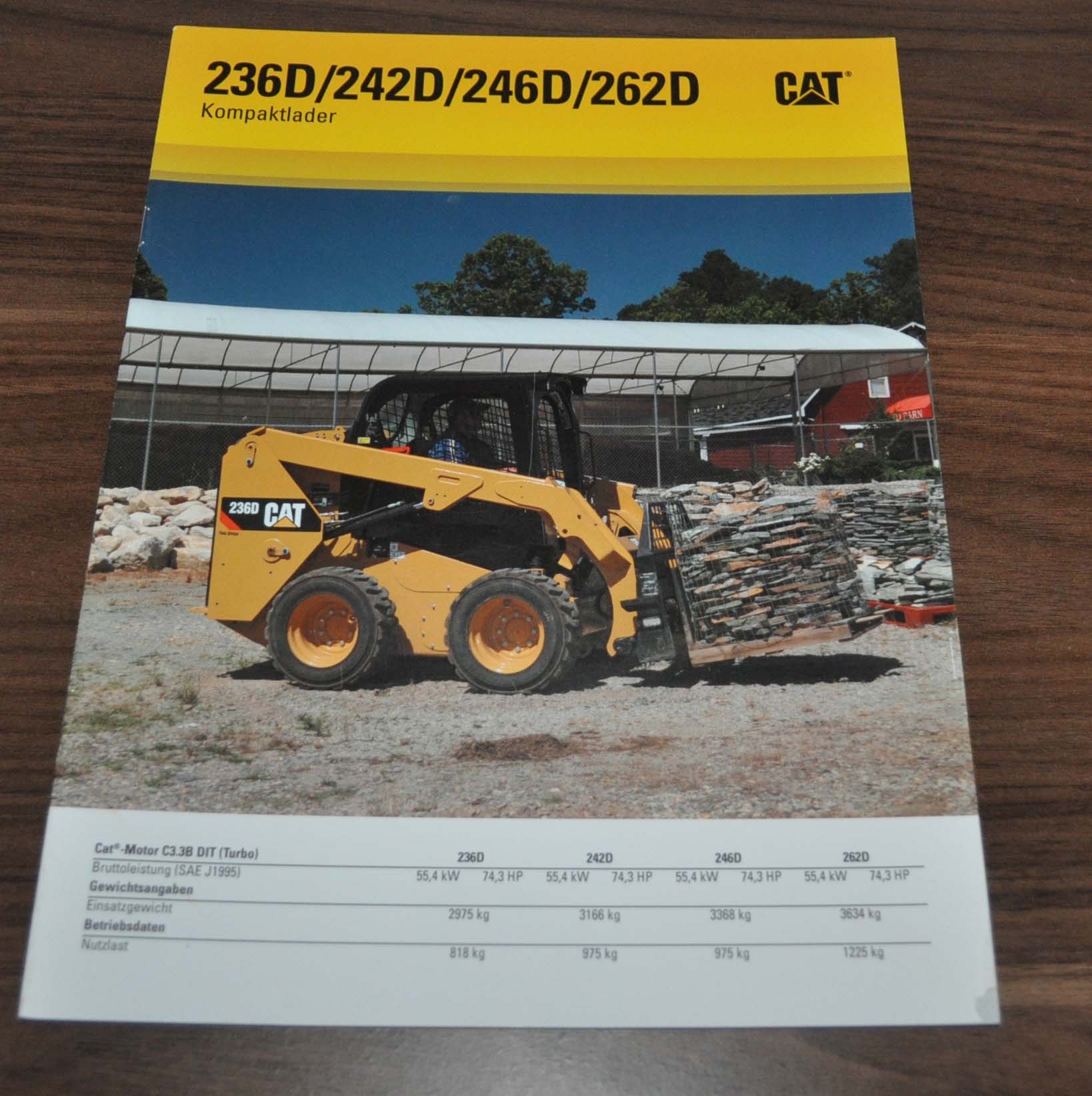 Caterpillar 236B 242B 246B 262D Kompaktlader Skid Steer Loader Brochure Prospekt