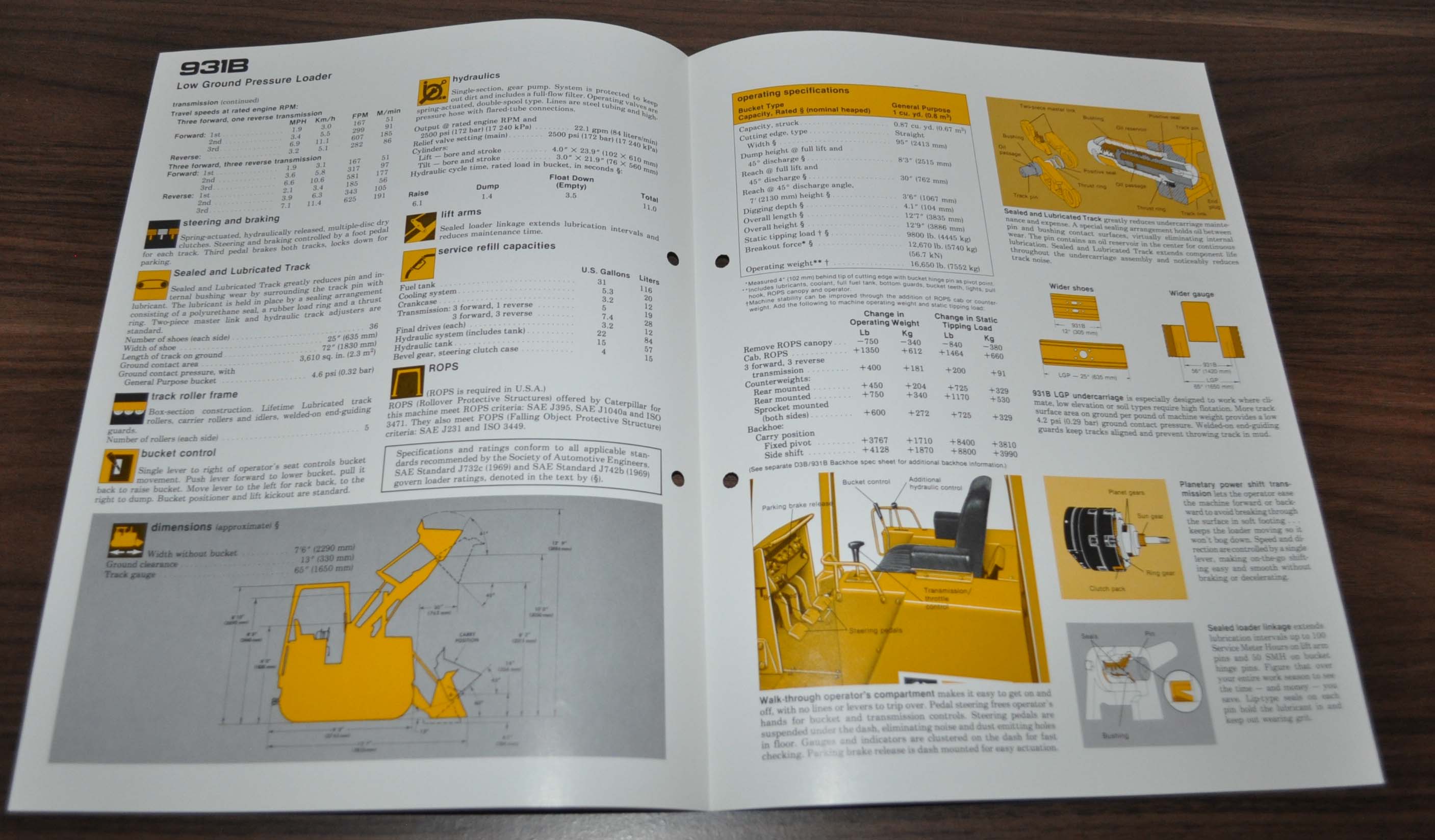 Caterpillar 931B LGP TrackType Loader Specification Technical Brochure