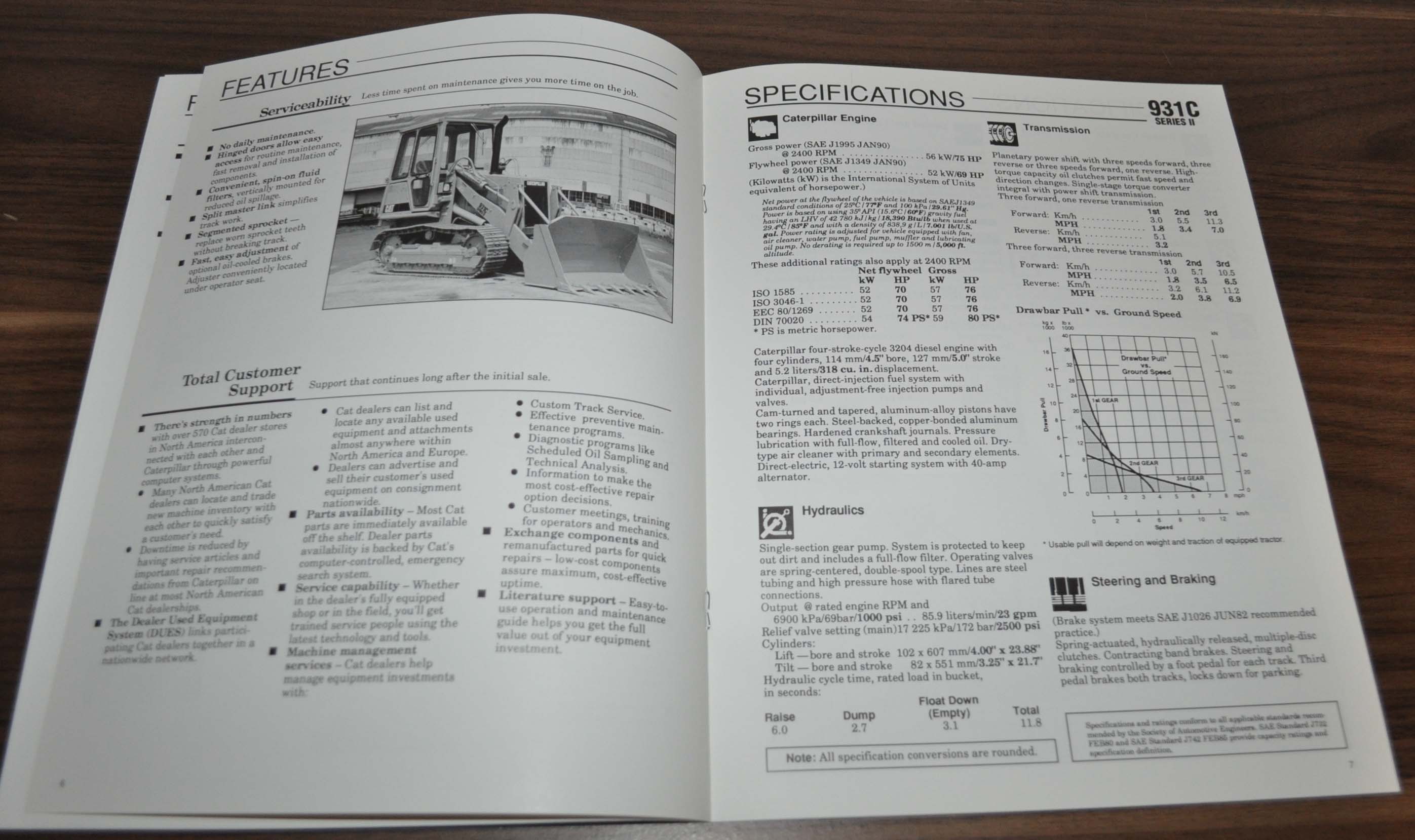 Caterpillar 931C Series II TrackType Loader Specification Brochure