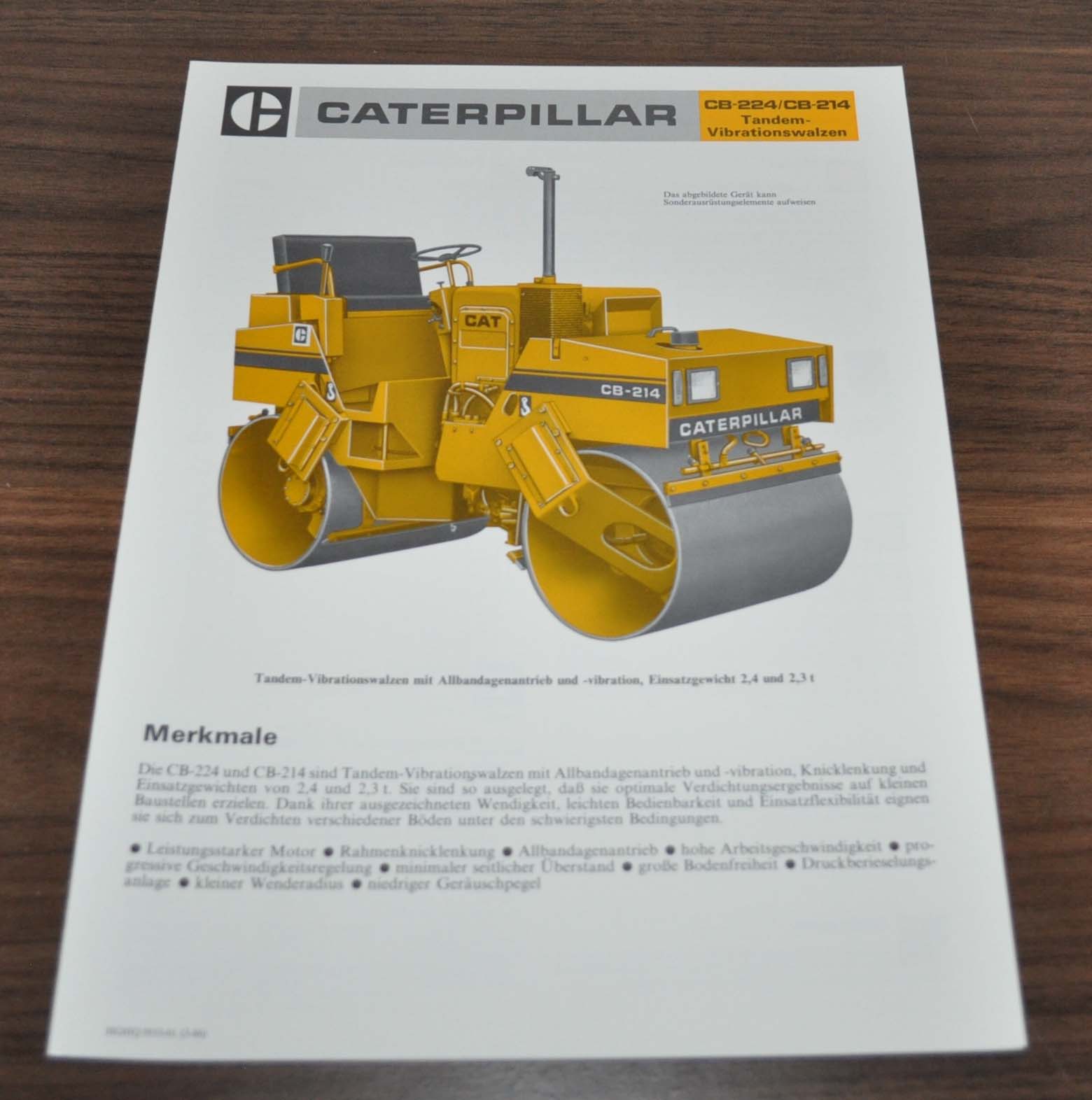 Caterpillar CB-224 CB-214 Tandem Cat Specification Brochure Prospekt DE