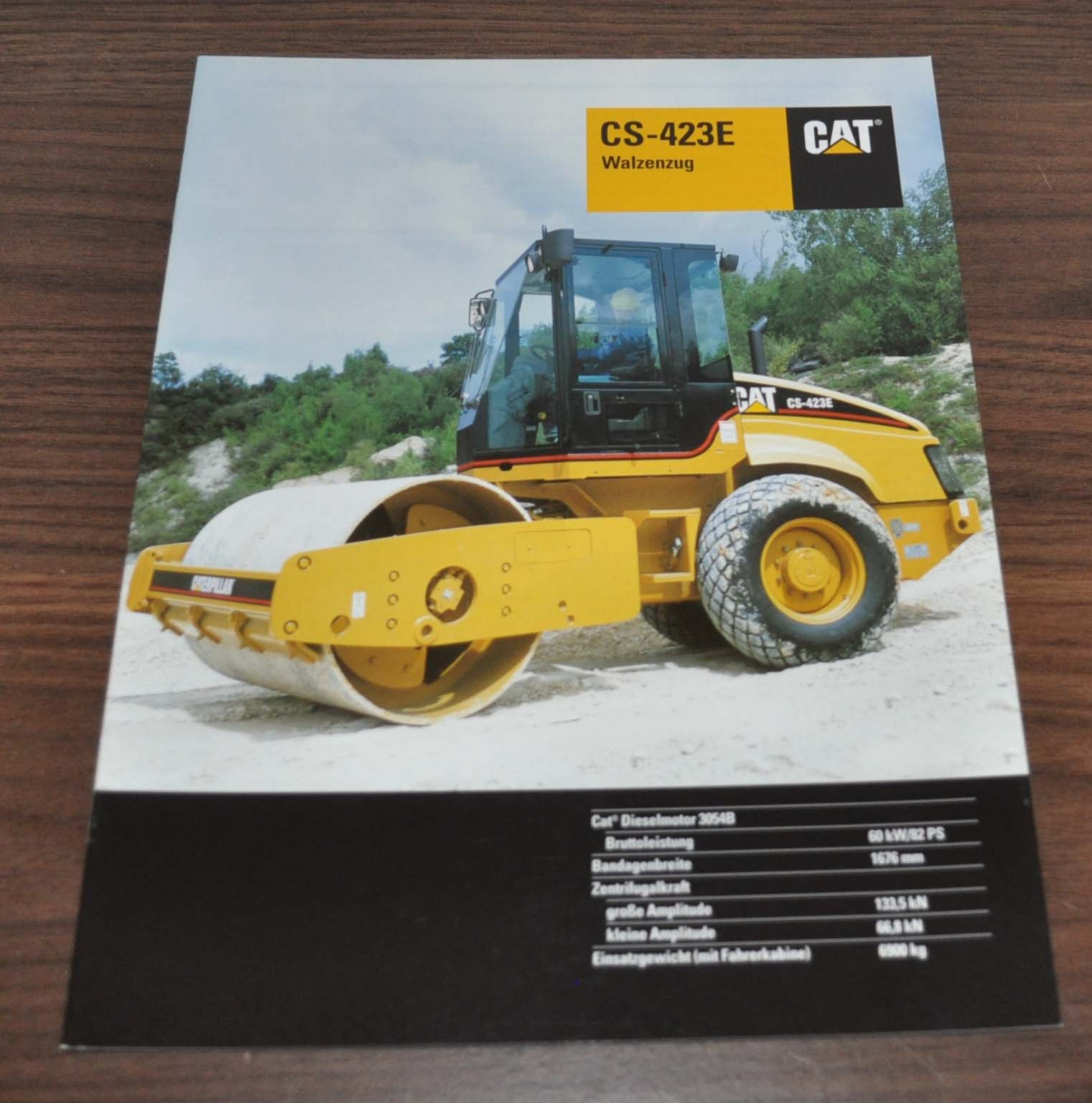 Caterpillar CS423E Walzenzug Vibratory Soil Compactor Brochure Prospekt DE