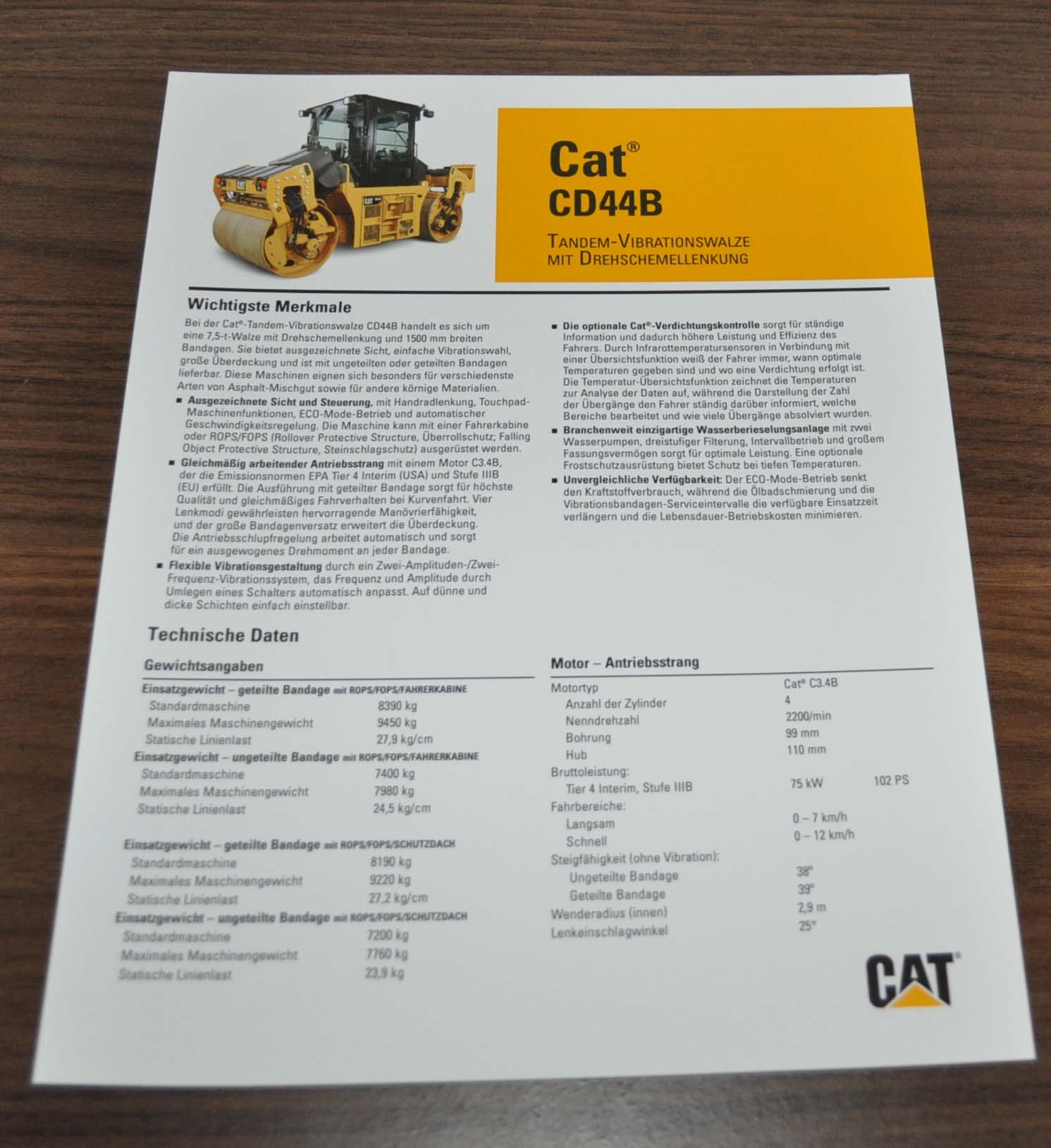 Caterpillar CD44B Tandem Cat Specification Brochure Prospekt DE – AUTO ...