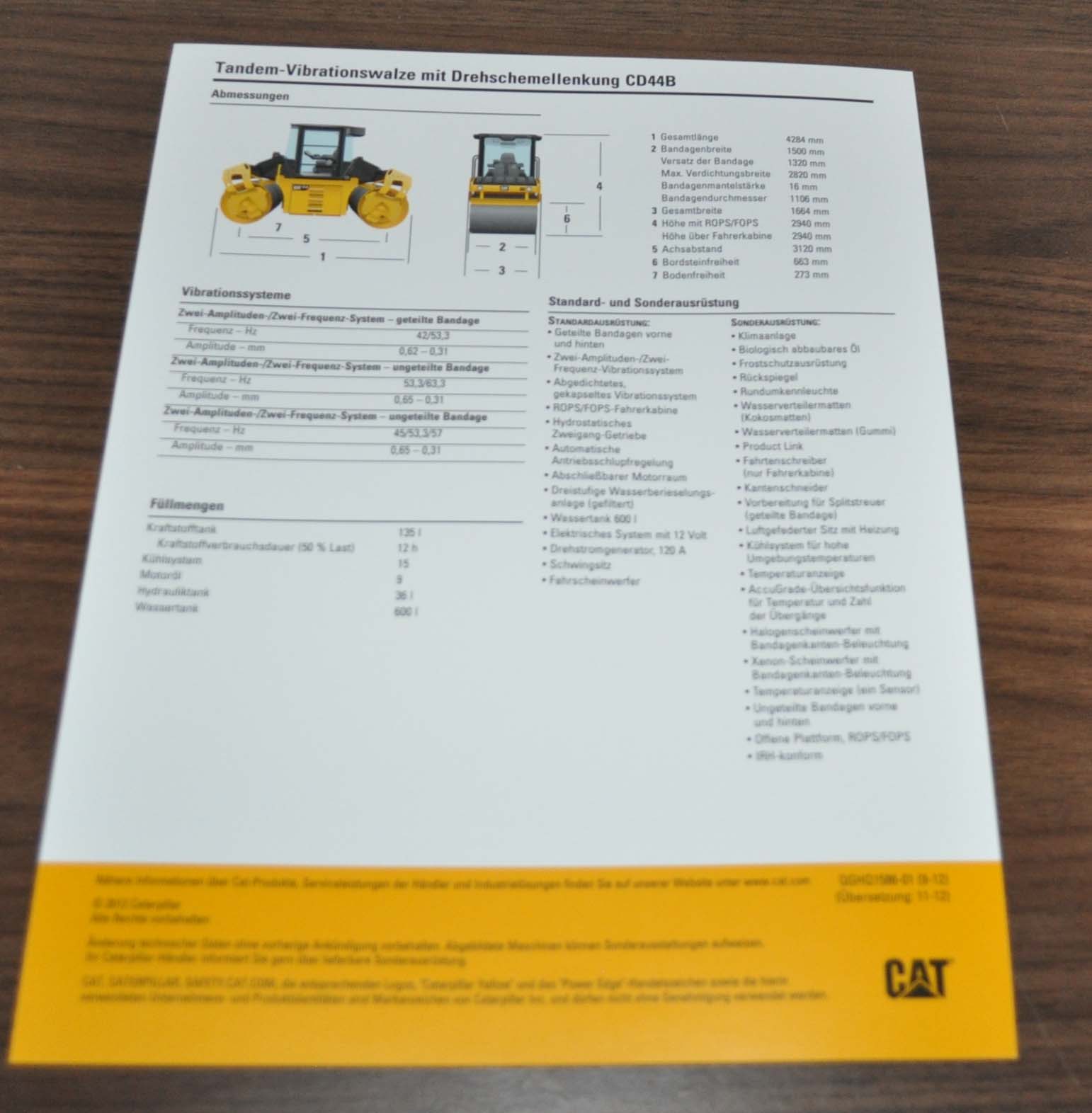 Caterpillar CD44B Tandem Cat Specification Brochure Prospekt DE – AUTO ...