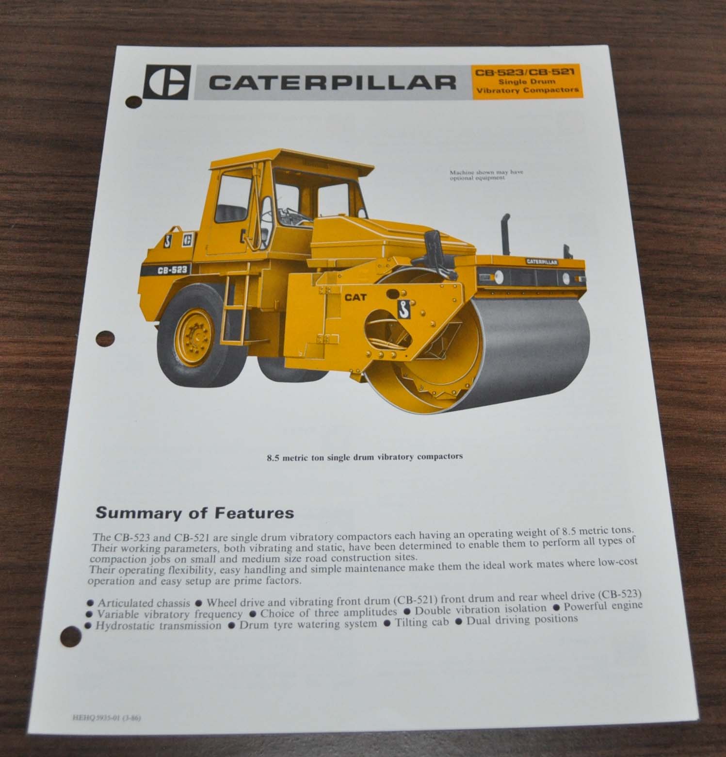 Caterpillar CB-523 CB-521 Single Drum Vibratory Compactors Brochure Prospekt