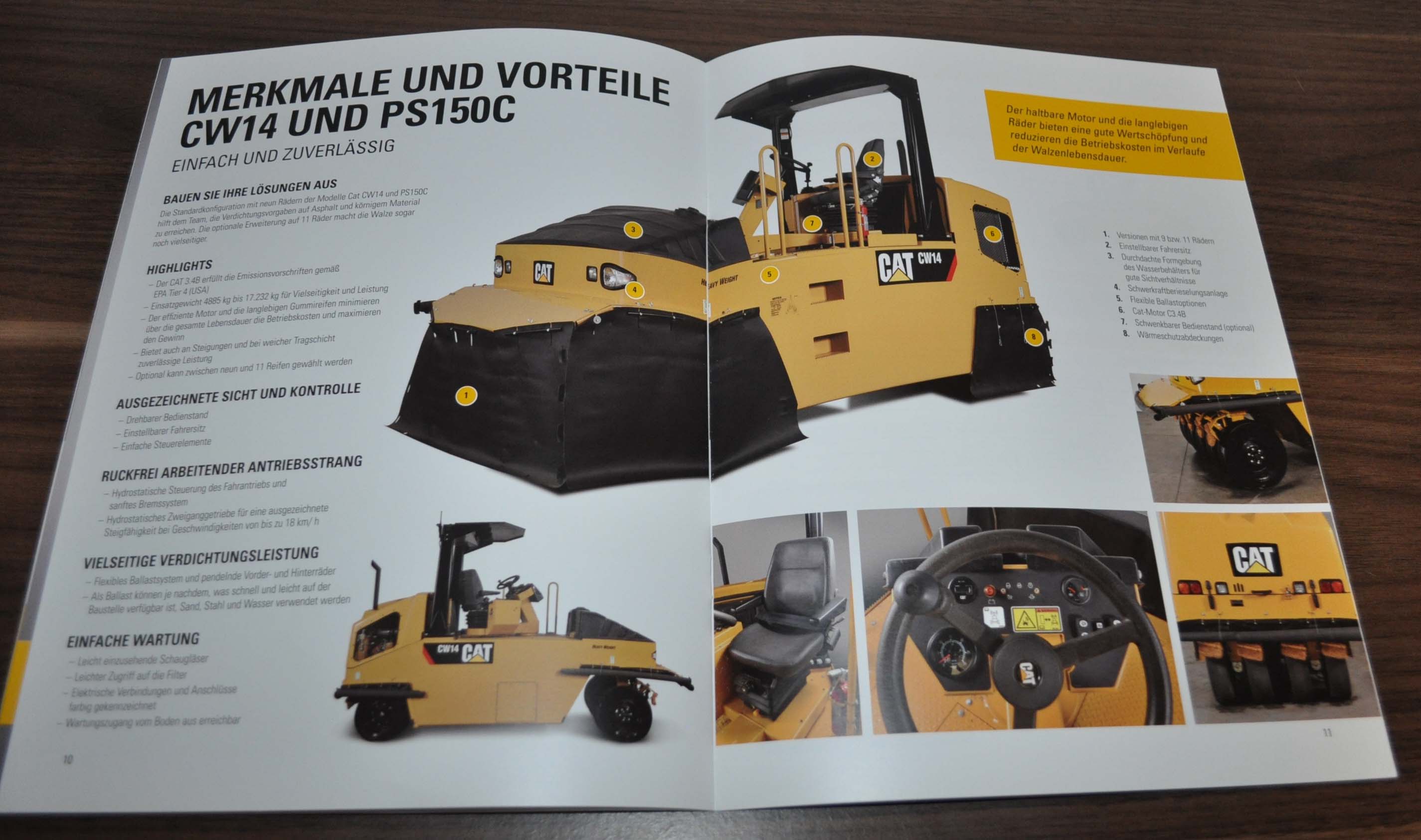 Caterpillar Gummiradwalze Pneumatic Roller Range Specification Brochure