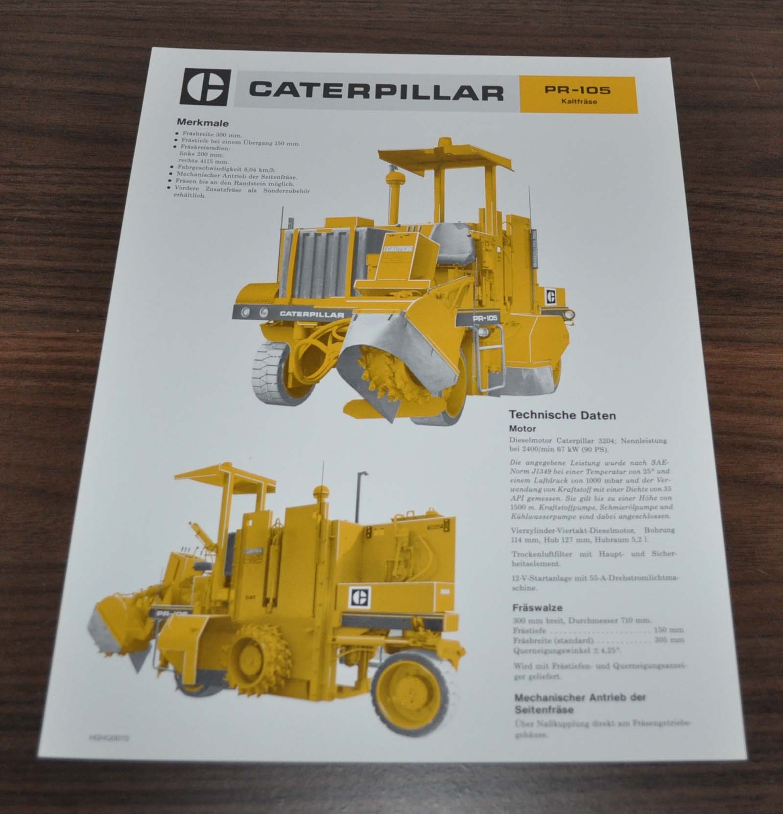 Caterpillar Pr 105 Kaltfrase Pavement Profiler Specification Brochure 