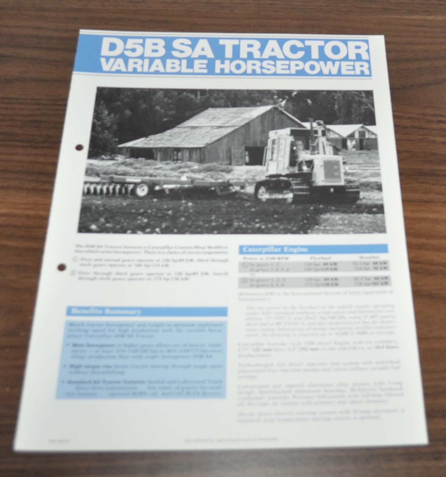 Caterpillar D5B SA Tractor Specification Technical Cat Brochure Prospekt
