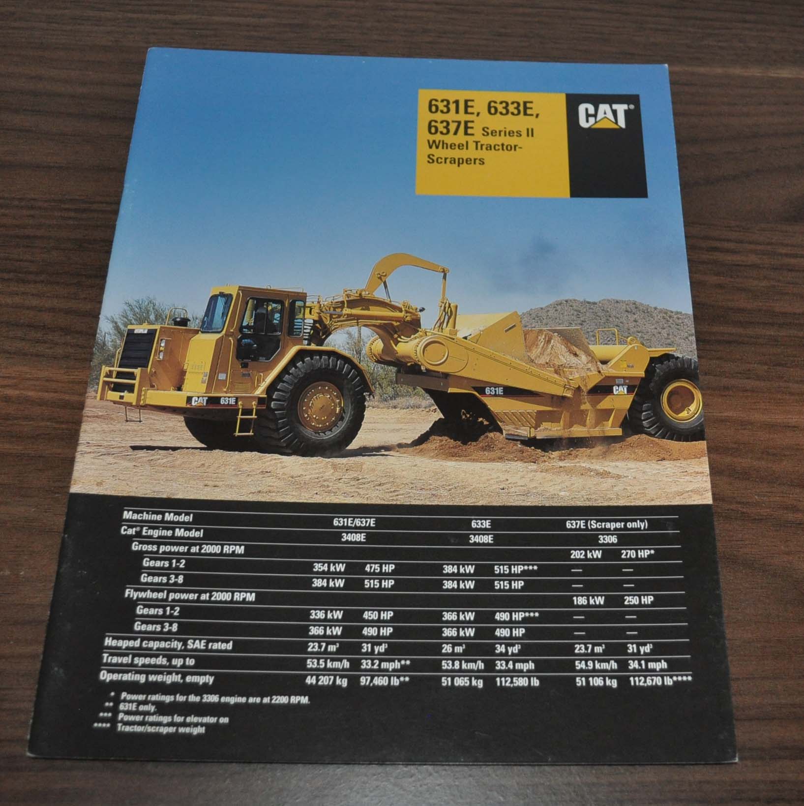 Caterpillar 631E 633E 637E Wheel Tractor Scraper Specification Brochure Prospekt