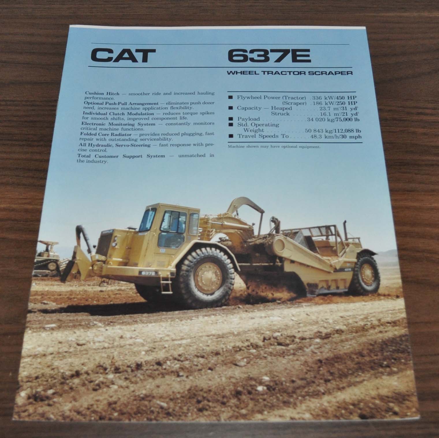 Caterpillar 637E Wheel Tractor Scraper Specification Technical Brochure Prospekt
