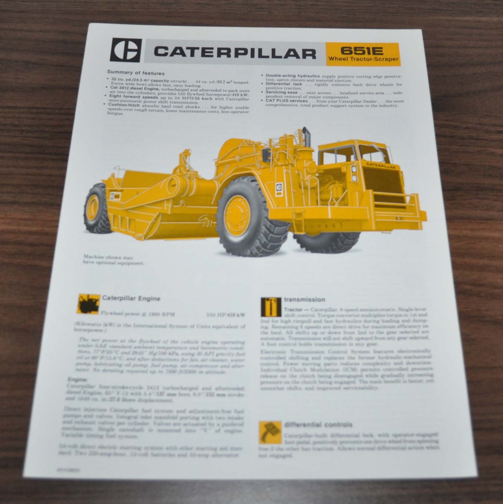 Caterpillar 651E Wheel Tractor Scraper Specification Technical Brochure Prospekt