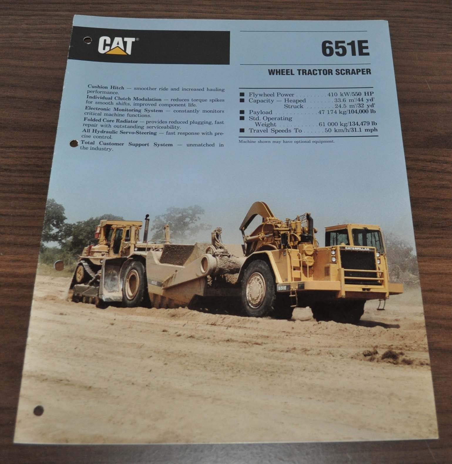 Caterpillar 651E Wheel Tractor Scraper Specification Technical Brochure Prospekt