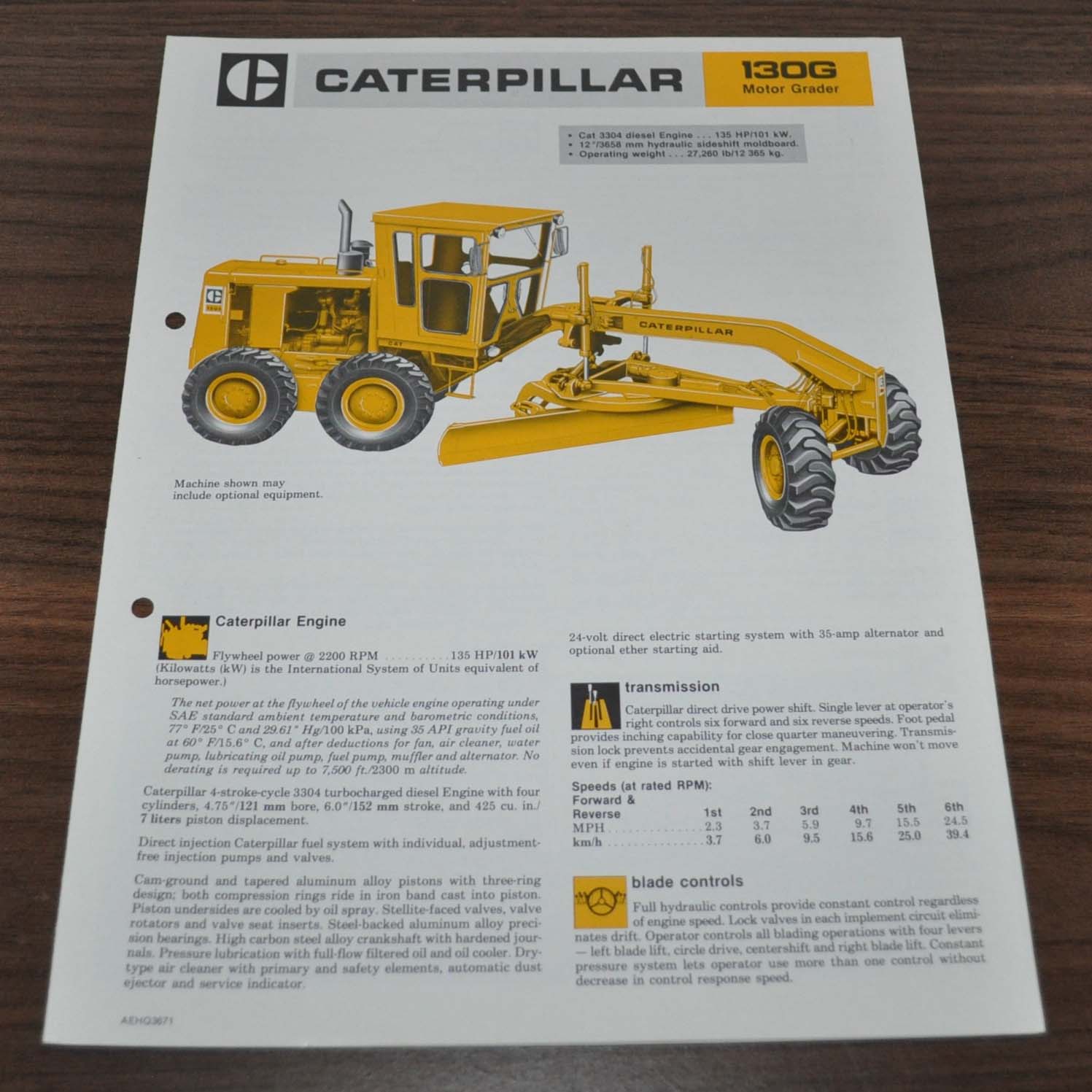 Caterpillar 130G Motor Grader Specification Technical Data Cat Brochure Prospekt