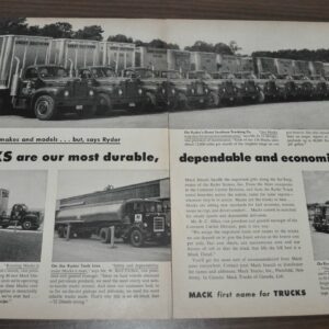 1958 Mack B H Truck Ad Ryder System Weaver Wheel Dolly Greyhound Bus Firestone