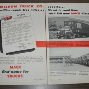1957 Mack B-65 H Series Truck Ad Wilson Company Davis Kraft Recapping Lindsay