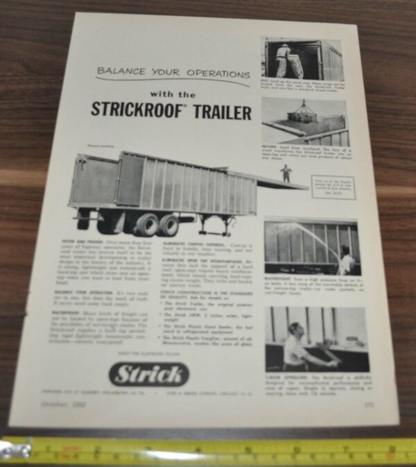 1953 Strick Trailer Truck Ad ACCO Weed Tire Chains AUTO BROCHURE