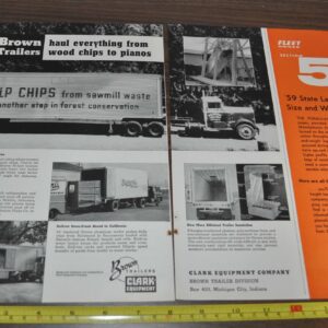 1959 Brown Trailer Truck Ad Vans Clark Equipment Kenworth Pulp Chips Auto-Lite
