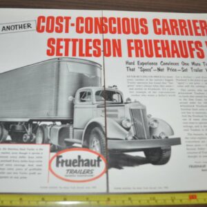 1953 Fruehauf Trailer Truck Ad White Tractor Ford Genuine Parts