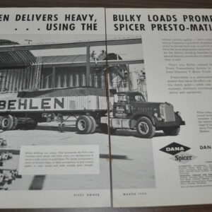 1959 Diamond T 923 Truck Ad Behlen Spicer Presto-Matic