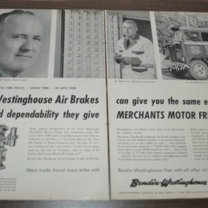1957 Kenworth CBE Truck Ad Bendix Air Brakes Merchants Motor Freight Chevron