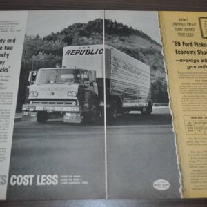 1959 Ford C Series Truck Ad Republic Van Dayton Tires Foster-Built Duo-Blast