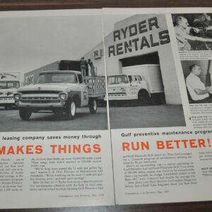 1959 Ryder Rental Gulf Oil Erie Wheels Barlett Trailer Truck Ad