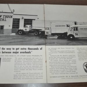 1958 Ryder Rental Texaco Yellow Shuler Axle Truck Ad