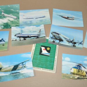 TU-114 TU-104 IL-18 IL-62 Soviet Aircraft Aeroflot Brochure Aviaexport Postcard
