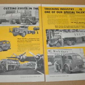 1958 White Truck Ad Print Sohio Mobilgas Cities Gas Oil G-E Suburban Crown Coach