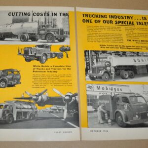 1958 White Truck Ad Print Sohio Mobilgas Cities Gas Oil Fontaine