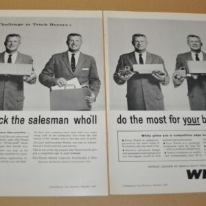 1959 White Truck Ad Print Salesman Autocar Seat Tachograph