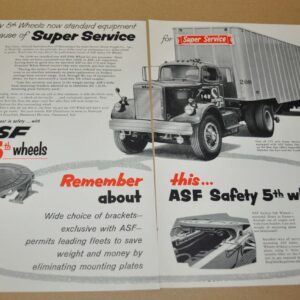 1956 White Truck Ad Print ASF Super Service Motor Freight Neapco Exide Charger