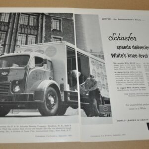 1959 White 3000 Truck Ad Print F&M Schaefer Brewing