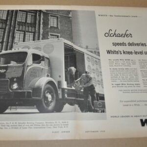 1959 White 3000 Truck Ad Print F&M Schaefer Brewing EIS Delco Super Moraine